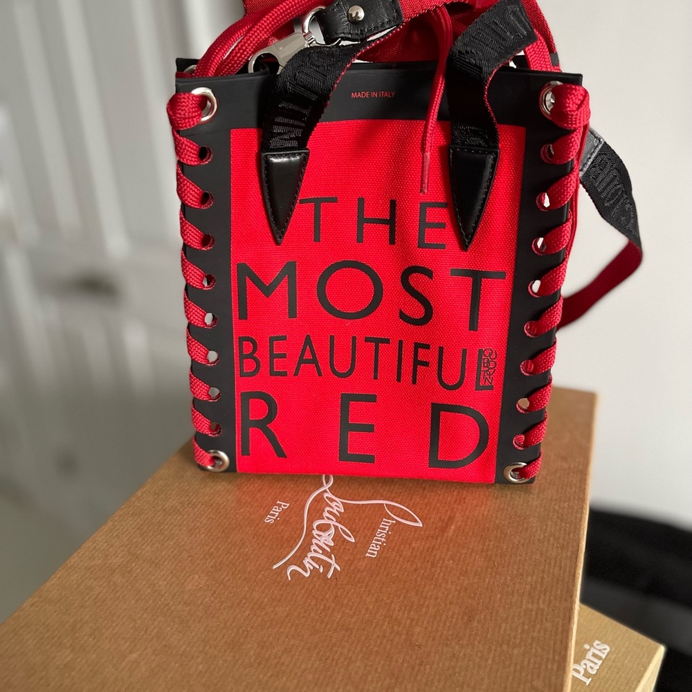 Christian Louboutin red small canvas tote
